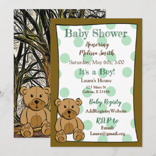 Invitations à la douche pour bébés Teddy Bear Boy