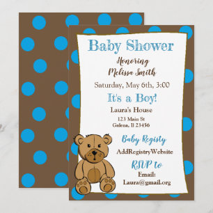 Invitations à la douche pour bébés Teddy Bear Boy