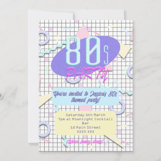 Invitations à la fête à thème des années 80