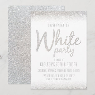 Invitations à la fête blanche Parties scintillant