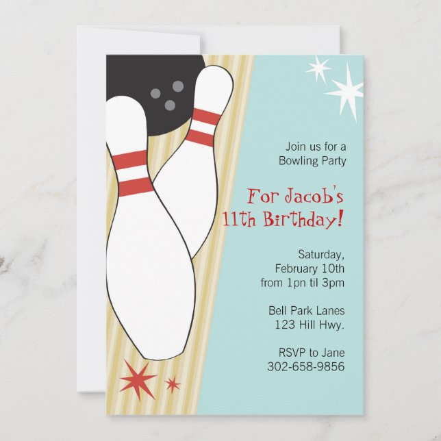 Invitations à la fête d'anniversaire à thème Bowli (Devant)