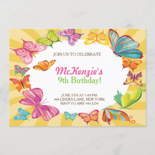 Invitations à la fête d'anniversaire colorée de Pa