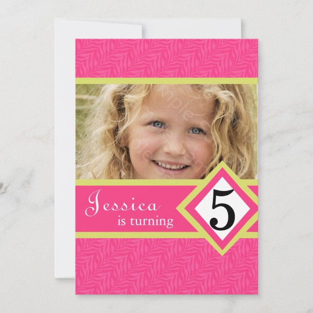 Invitations à la fête d'anniversaire de 5 ans Zebr (Devant)