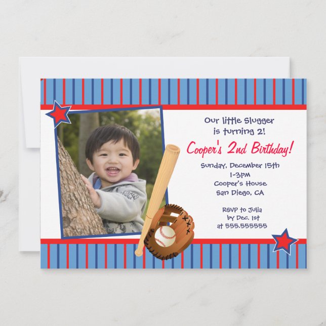 Invitations à la fête d'anniversaire de baseball (Devant)