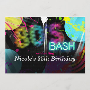 Invitations à la fête d'anniversaire de Bash Retro