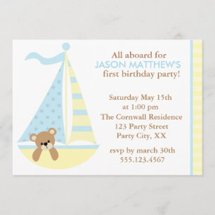 Invitations à la fête d'anniversaire de Bear Sailb
