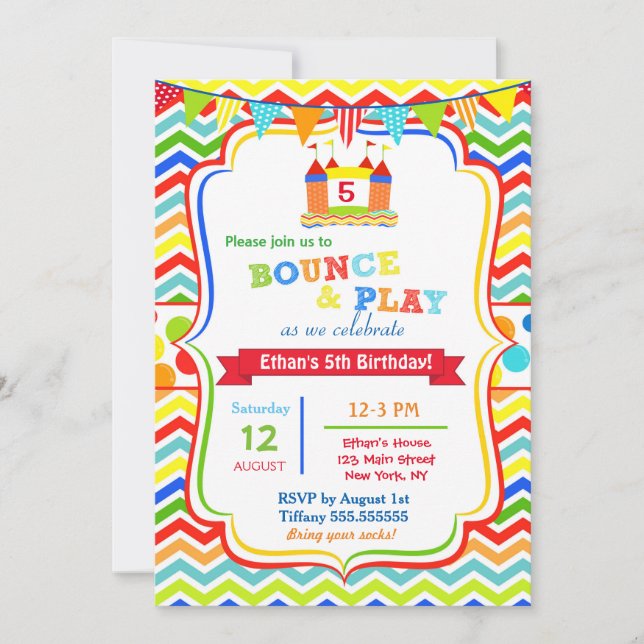 Invitations à la fête d'anniversaire de Bounce Hou (Devant)