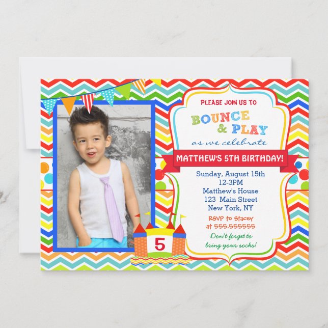Invitations à la fête d'anniversaire de Bounce Hou (Devant)