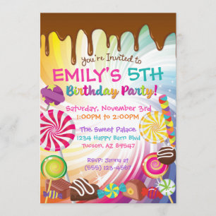 Invitations à la fête d'anniversaire de Candy Sucr