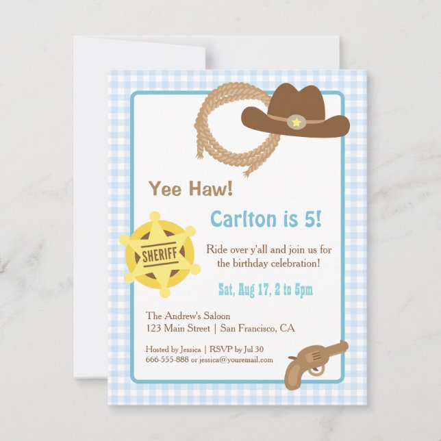 Invitations à la fête d'anniversaire de Cowboy Kid (Devant)