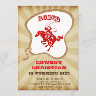 Invitations à la fête d'anniversaire de Cowboy Rod