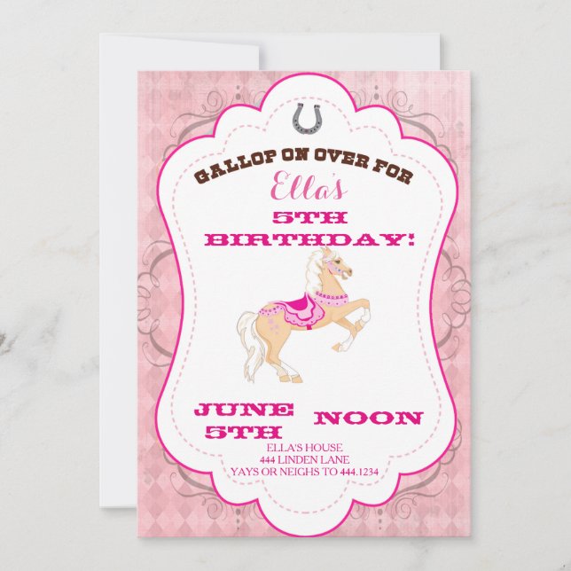Invitations à la fête d'anniversaire de Cowgirl We (Devant)