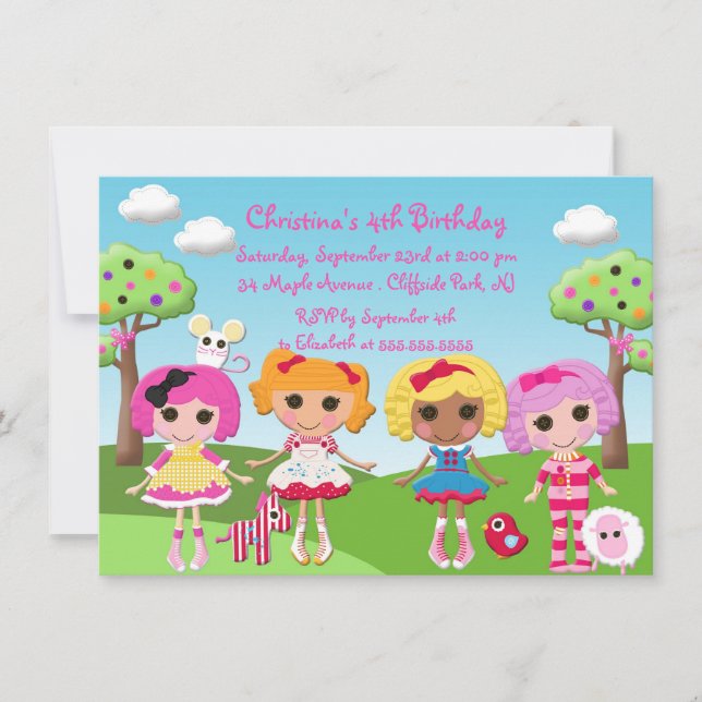 Invitations à la fête d'anniversaire de Cute Rag D (Devant)