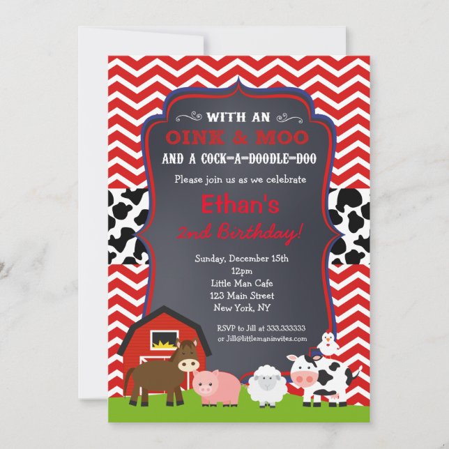 Invitations à la fête d'anniversaire de Farm Barny (Devant)