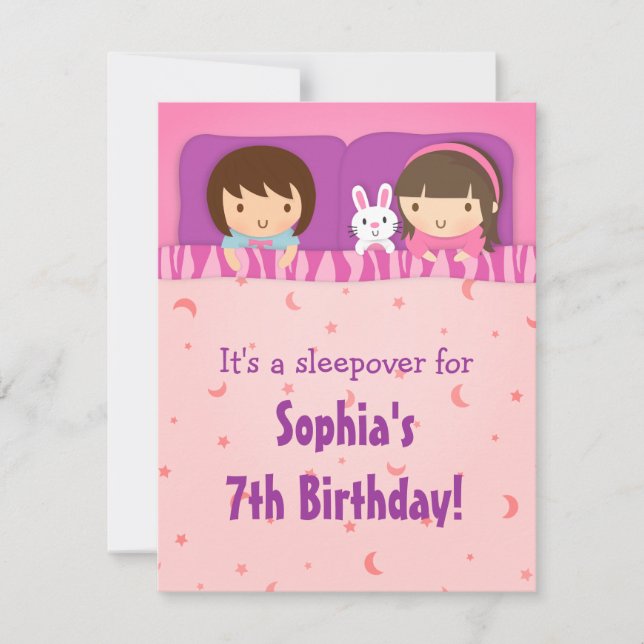 Invitations à la fête d'anniversaire de Girls Slee (Devant)