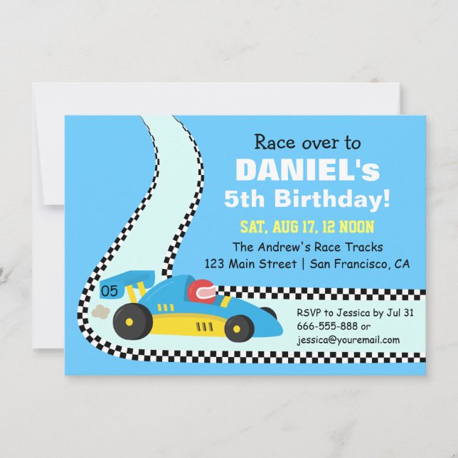 Invitations à la fête d'anniversaire de la course  (Devant)
