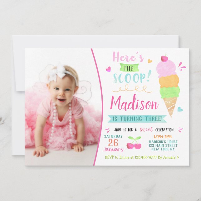 Invitations à la fête d'anniversaire de la Crème d (Devant)