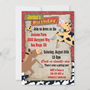 Invitations à la fête d'anniversaire de la ferme