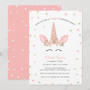 Invitations à la fête d'anniversaire de la licorne