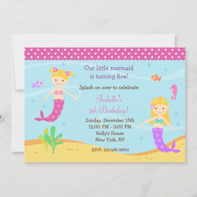 Invitations à la fête d'anniversaire de la Sirène (Devant)