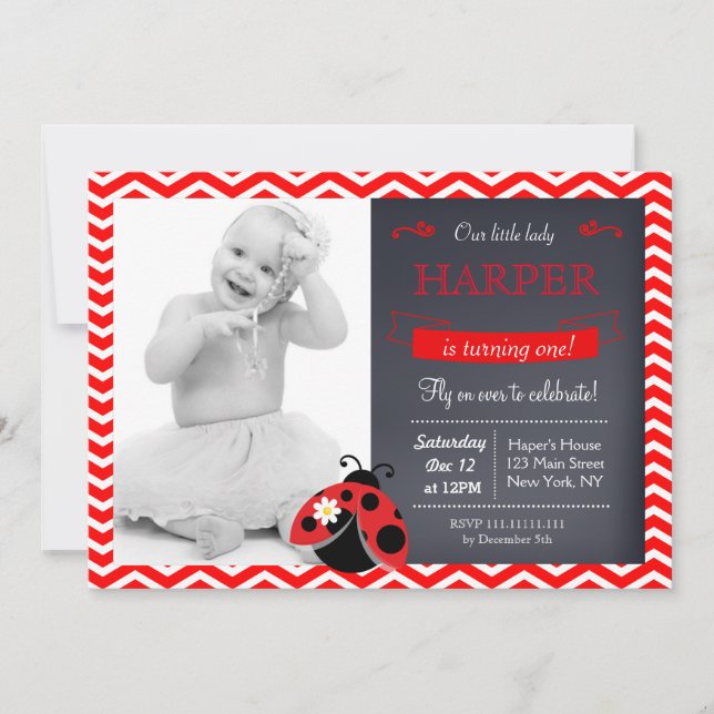Invitations à la fête d'anniversaire de Ladybug (Devant)