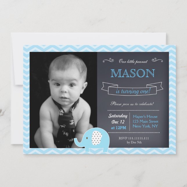 Invitations à la fête d'anniversaire de l'éléphant (Devant)