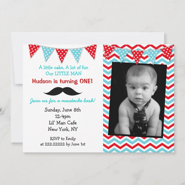 Invitations à la fête d'anniversaire de Little Man (Devant)