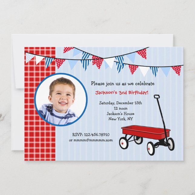 Invitations à la fête d'anniversaire de Little Red (Devant)