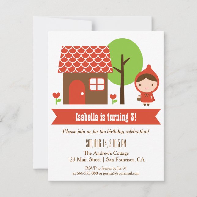 Invitations à la fête d'anniversaire de Little Red (Devant)