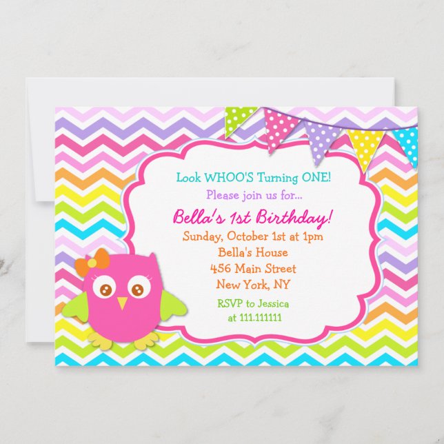 Invitations à la fête d'anniversaire de Owl (Devant)
