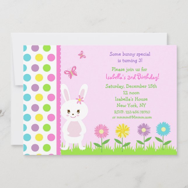 Invitations à la fête d'anniversaire de Pâques Bun (Devant)