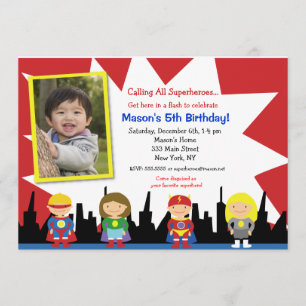 Invitations à la fête d'anniversaire de Superhero
