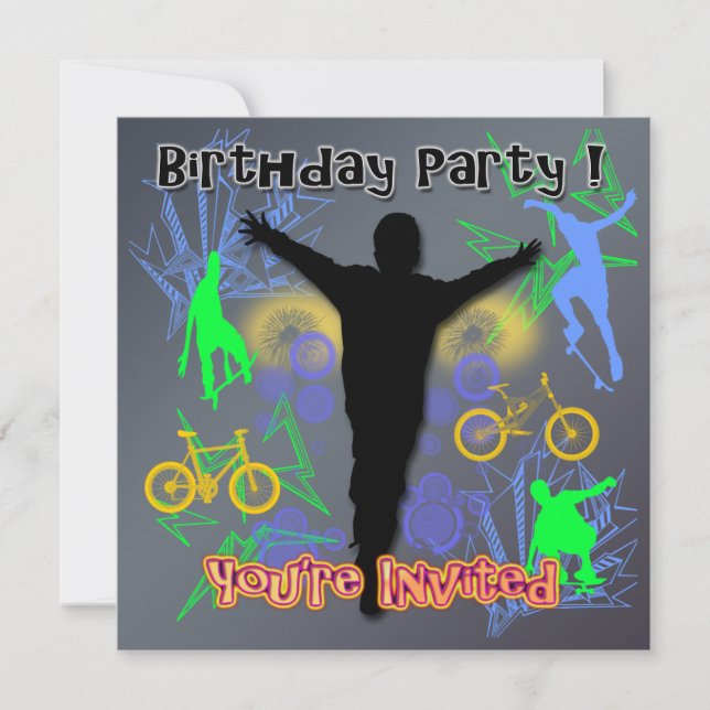 Invitations à la fête d'anniversaire de Tween Boy (Devant)