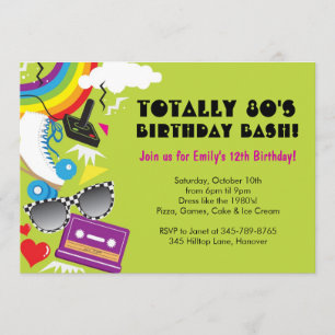 Invitations à la fête d'anniversaire des années 80