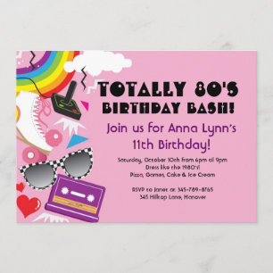 Invitations à la fête d'anniversaire des années 80