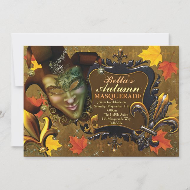 Invitations à la fête d'anniversaire des mascarade (Devant)
