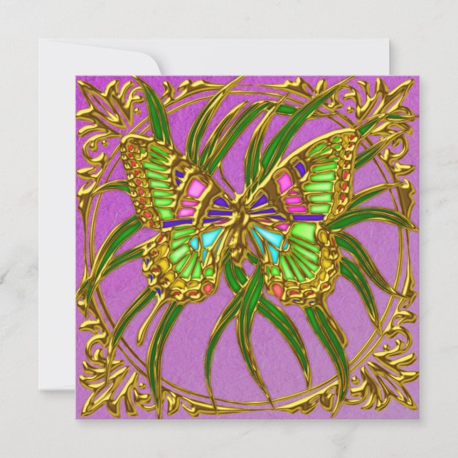 Invitations à la fête d'anniversaire des papillons (Devant)
