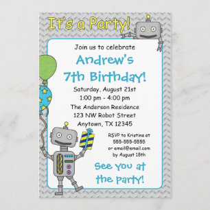 Invitations à la fête d'anniversaire des robots