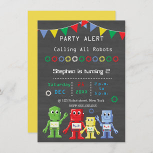 Invitations à la fête d'anniversaire des robots