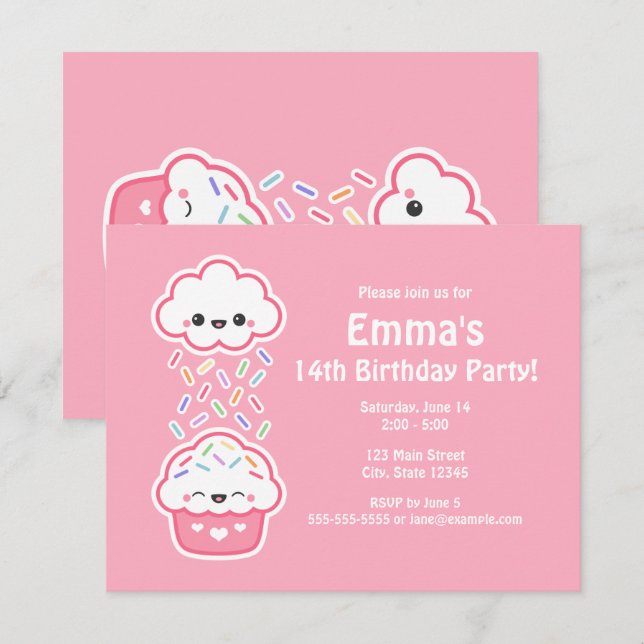 Invitations à la fête d'anniversaire du Cloud (Devant / Derrière)