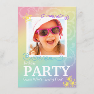 Invitations à la fête d'anniversaire du Rainbow Do