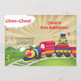 Invitations à la fête d'anniversaire du train Choo