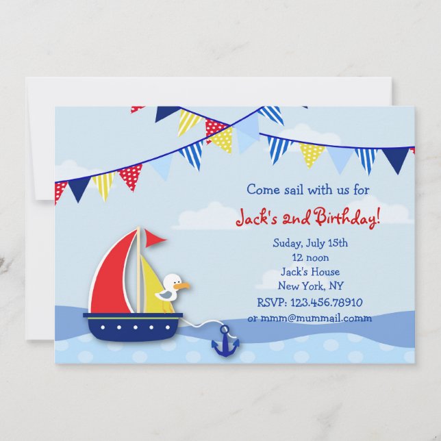 Invitations à la fête d'anniversaire en voilier na (Devant)