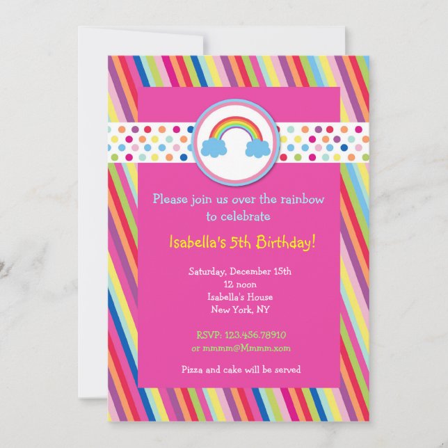 Invitations à la fête d'anniversaire Rainbow (Devant)