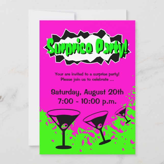 Invitations à la fête d'anniversaire surprise| Cou (Devant)
