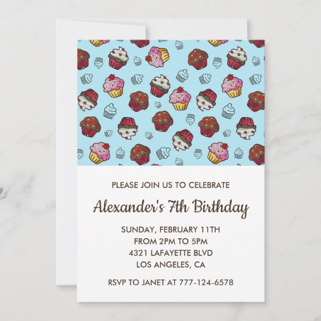 Invitations à la fête de couleur 7e anniversaire g (Devant)