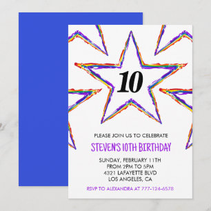 Invitations à la fête de couleur Stars Rainbow pri