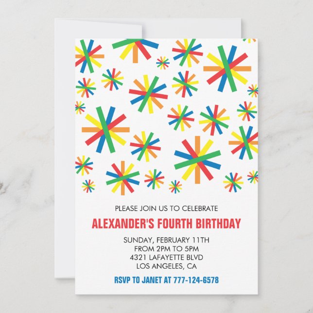 Invitations à la fête de couleurs Confetti Moderne (Devant)