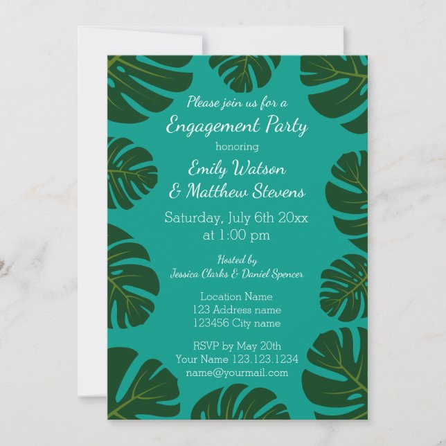Invitations à la fête de fiançailles tropicales (Devant)