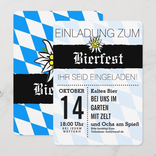 Invitations à la Fête de la Bière (Devant / Derrière)